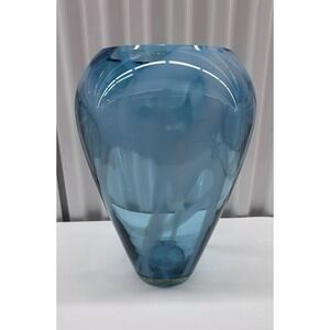 Antique Iridescent Blue/Turquoise Art Glass Vase With White Veins